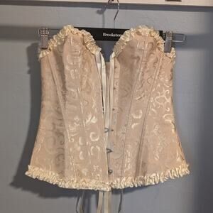Gold and Cream Shapewear Corset with Lace Detailing